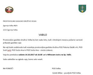 GASILSKA VAJA – PGD VELKA